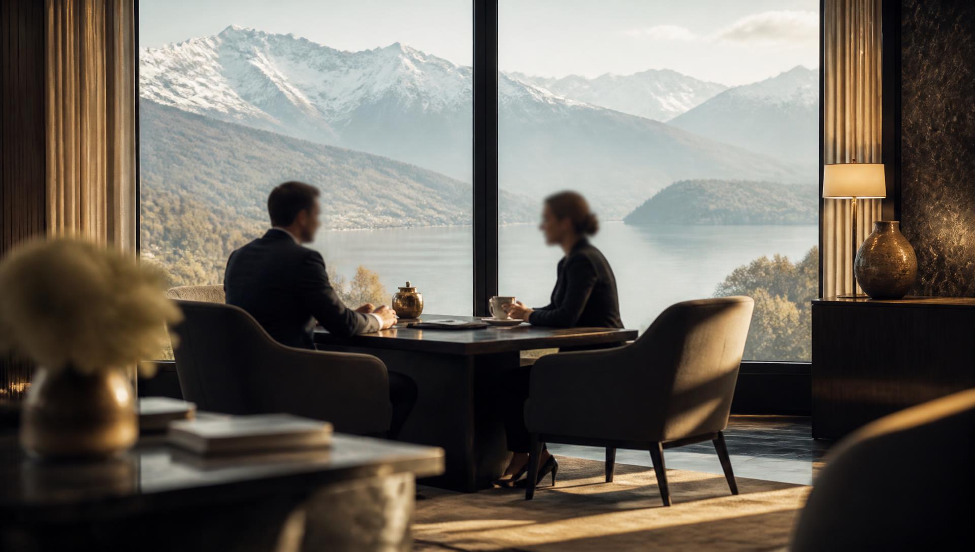 Luzern mit Kapellbrücke, Vierwaldstättersee und Pilatus im Morgenlicht